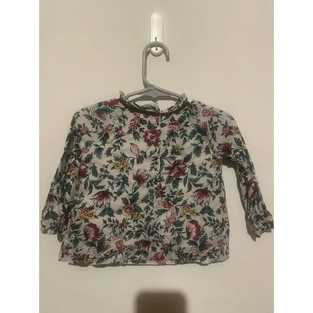 Janie & Jack Girls 12-18 Months Floral Long‎ Sleeve Blouse